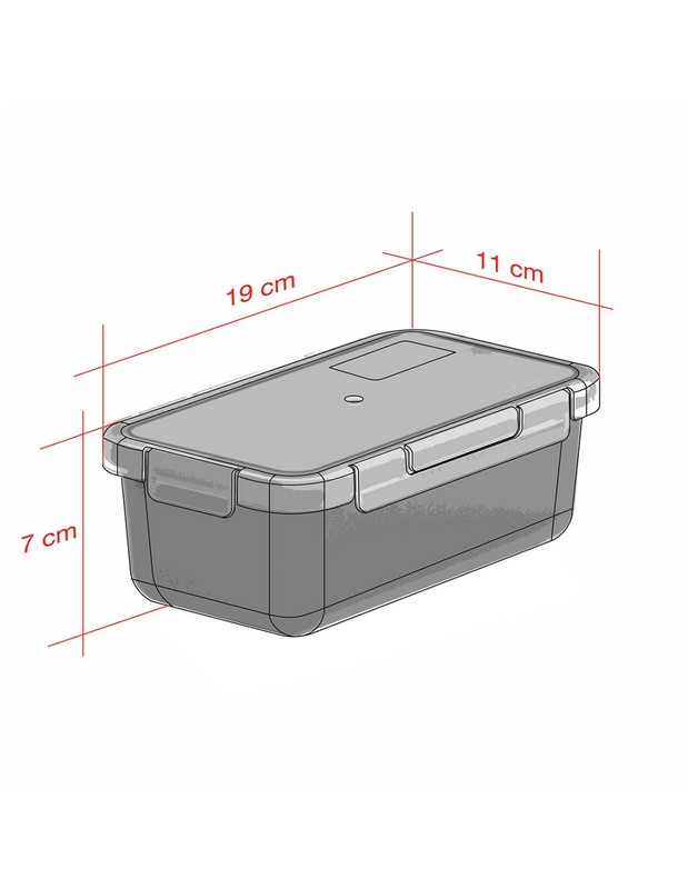 Contenitore ermetico per alimenti utilizzabile in microonde, lavastoviglie e congelatore, da -20ºC a 200ºC, realizzato in materiale termoplastico PBT color lampone